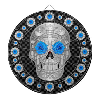 Chrome Calavera (Blaue Rose) Dartscheibe