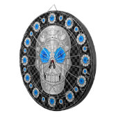 Chrome Calavera (Blaue Rose) Dartscheibe (Vorderseite rechts)