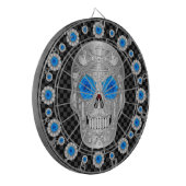 Chrome Calavera (Blaue Rose) Dartscheibe (Vorderseite Links)