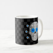 Chrome Calavera (Blaue Rose) Kaffee Tasse (VorderseiteRechts)