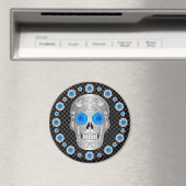 Chrome Calavera (Blaue Rose) Magnet (In Situ (Geschirrspüler))