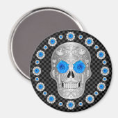 Chrome Calavera (Blaue Rose) Magnet (Vorderseite/Rückseite)