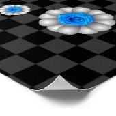 Chrome Calavera (Blaue Rose) Poster (Ecke)