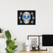 Chrome Calavera (Blaue Rose) Poster (Heimbüro)