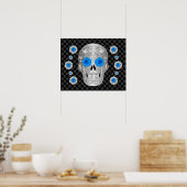 Chrome Calavera (Blaue Rose) Poster (Küche)
