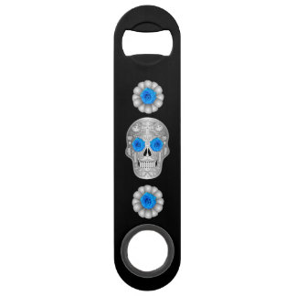 Chrome Calavera (Blue Rose) Bar Key