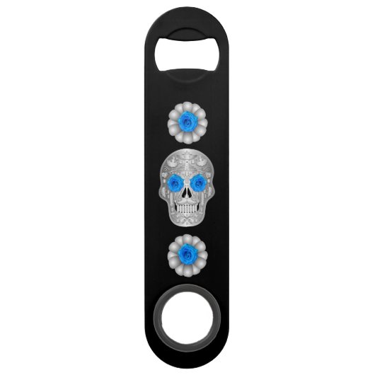 Chrome Calavera (Blue Rose) Bar Key (Vorderseite)