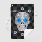 Chrome Calavera (Blue Rose) Golf Towel Golfhandtuch (Insitu)