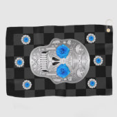 Chrome Calavera (Blue Rose) Golf Towel Golfhandtuch (Horizontal)