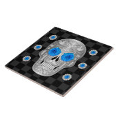 Chrome Calavera (Blue Rose) Keramik Tile Fliese (Seite)