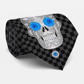 Chrome Calavera (Blue Rose) Krawatte (Gerollt)