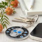 Chrome Calavera (Blue Rose) Schlüsselanhänger (Vorderseite rechts)