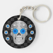 Chrome Calavera (Blue Rose) Schlüsselanhänger (Rückseite)