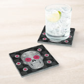 Chrome Calavera Glass Untersetzer (Schrägansicht)