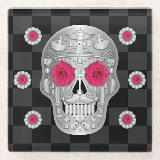 Chrome Calavera Glass Untersetzer (Vorderseite)