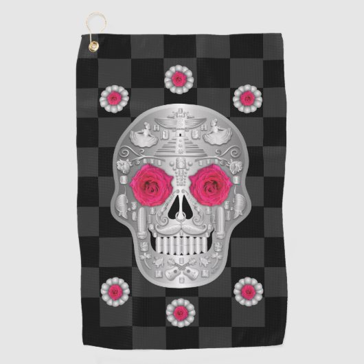 Chrome Calavera (Rosa) Golf Handtuch (Vorderseite)