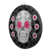 Chrome Calavera (Rosa Rose) Dart Board Dartscheibe (Vorderseite rechts)