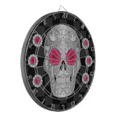 Chrome Calavera (Rosa Rose) Dart Board Dartscheibe (Vorderseite Links)