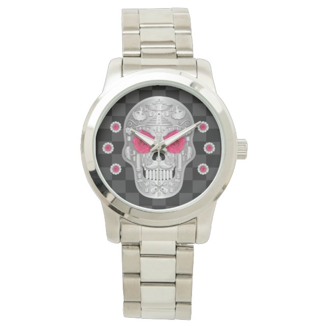 Chrome Calavera (Rosa Rose) Watch Armbanduhr (Vorderseite)