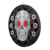 Chrome Calavera (Rote Rose) Dart Board Dartscheibe (Vorderseite rechts)