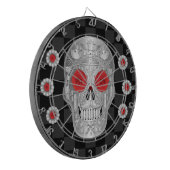 Chrome Calavera (Rote Rose) Dart Board Dartscheibe (Vorderseite Links)