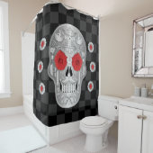 Chrome Calavera (Rote Rose) Duschvorhang (Beispiel)