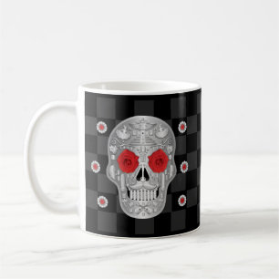 Chrome Calavera (Rote Rose) Kaffee Tasse