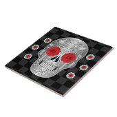 Chrome Calavera (Rote Rose) Keramik Tile Fliese (Seite)