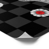 Chrome Calavera (Rote Rose) Poster (Ecke)