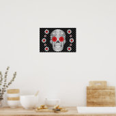 Chrome Calavera (Rote Rose) Poster (Küche)