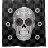 Chrome Calavera (Schwarze Rose) Duschvorhang (Vorderseite)