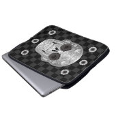 Chrome Calavera (Schwarze Rose) Notebook-Sieb Laptopschutzhülle (Vorne Knopf)