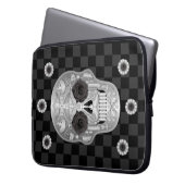 Chrome Calavera (Schwarze Rose) Notebook-Sieb Laptopschutzhülle (Vorderseite Links)