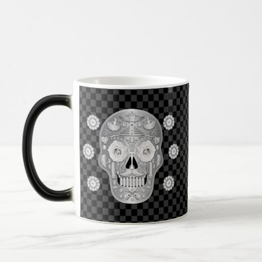 Chrome Calavera (Weiße Rose) Kaffeetasse (Links)
