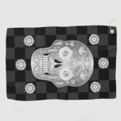 Chrome Calavera (White Rose) Golf Handtuch (Horizontal)