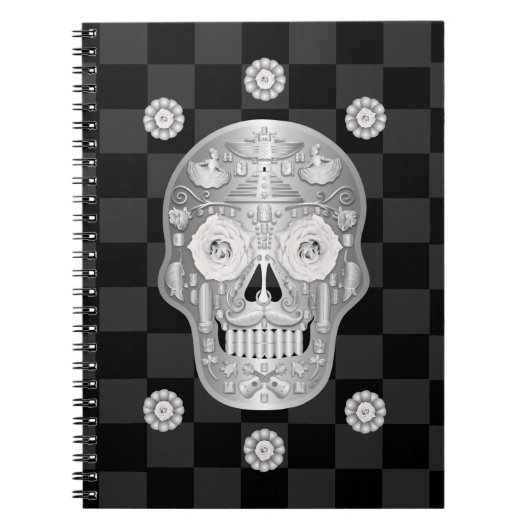Chrome Calavera (White Rose Notebook) Notizblock (Vorderseite)