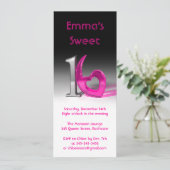 Chrome & Candy Pink Sweet 16 (groß) Einladung (Stehend Vorderseite)
