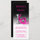 Chrome & Candy Pink Sweet 16 (groß) Einladung (Vorne/Hinten)