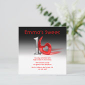 Chrome & Candy Red Sweet 16 Einladung (Stehend Vorderseite)