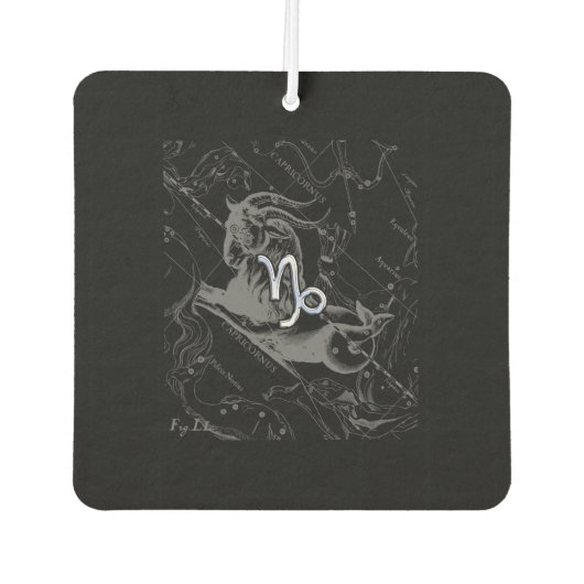 Chrome Capricorn Zodiac Symbol auf Hevelius Autolufterfrischer (Vorderseite)