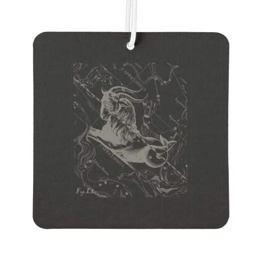 Chrome Capricorn Zodiac Symbol auf Hevelius Autolufterfrischer (Rückseite)