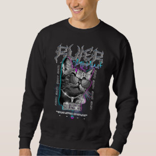 Chrome Cat Edgy Aesthetic Streetwear Sweatshirt