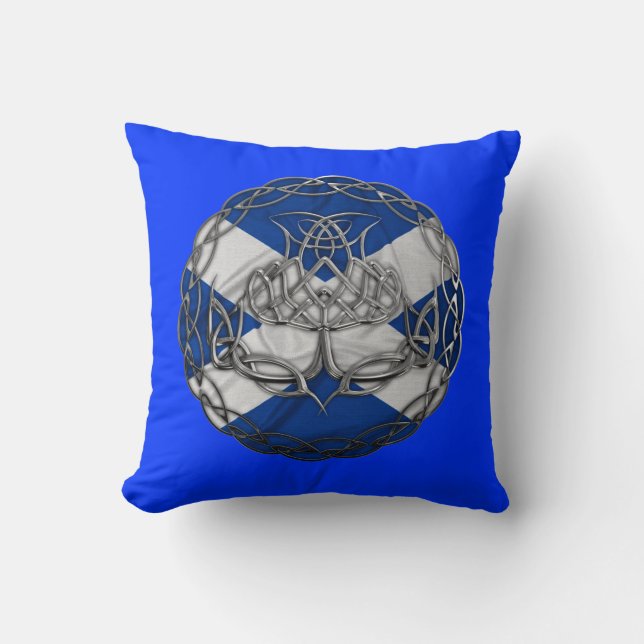 Chrome Celtic Knot Thistle Kissen (Vorderseite)