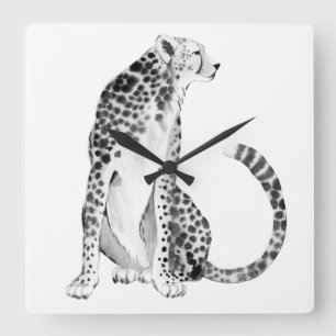 Chrome Cheetah Quadratische Wanduhr