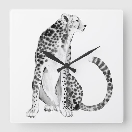 Chrome Cheetah Quadratische Wanduhr (Vorderseite)