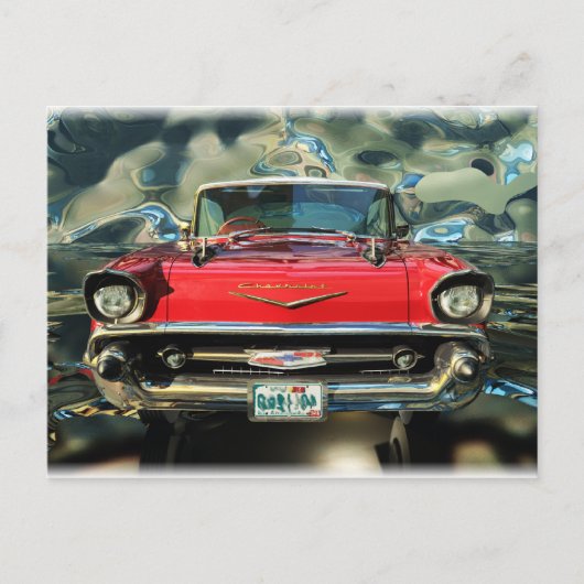 Chrome Chevy 57 Front Postkarte (Vorderseite)