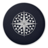 Chrome Compass auf Nautical Navy Carbon Fibre Prin Keramikknauf (Vorderseite)