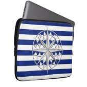 Chrome Compass auf nautischen Streifen Laptopschutzhülle (Vorne Rechts)