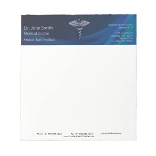 Chrome Dark 3D Medical Holographic Caduceus Notizblock