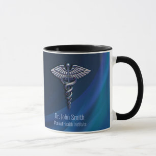 Chrome Dark Holographic 3D Medical Caduceus Tasse